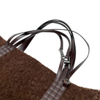 Chanel Shearling Leather Logo Hand Tote Brown — view 7