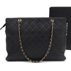 Chanel Quilted Big Coco Chain Tote Gold Caviar Leather — view 2