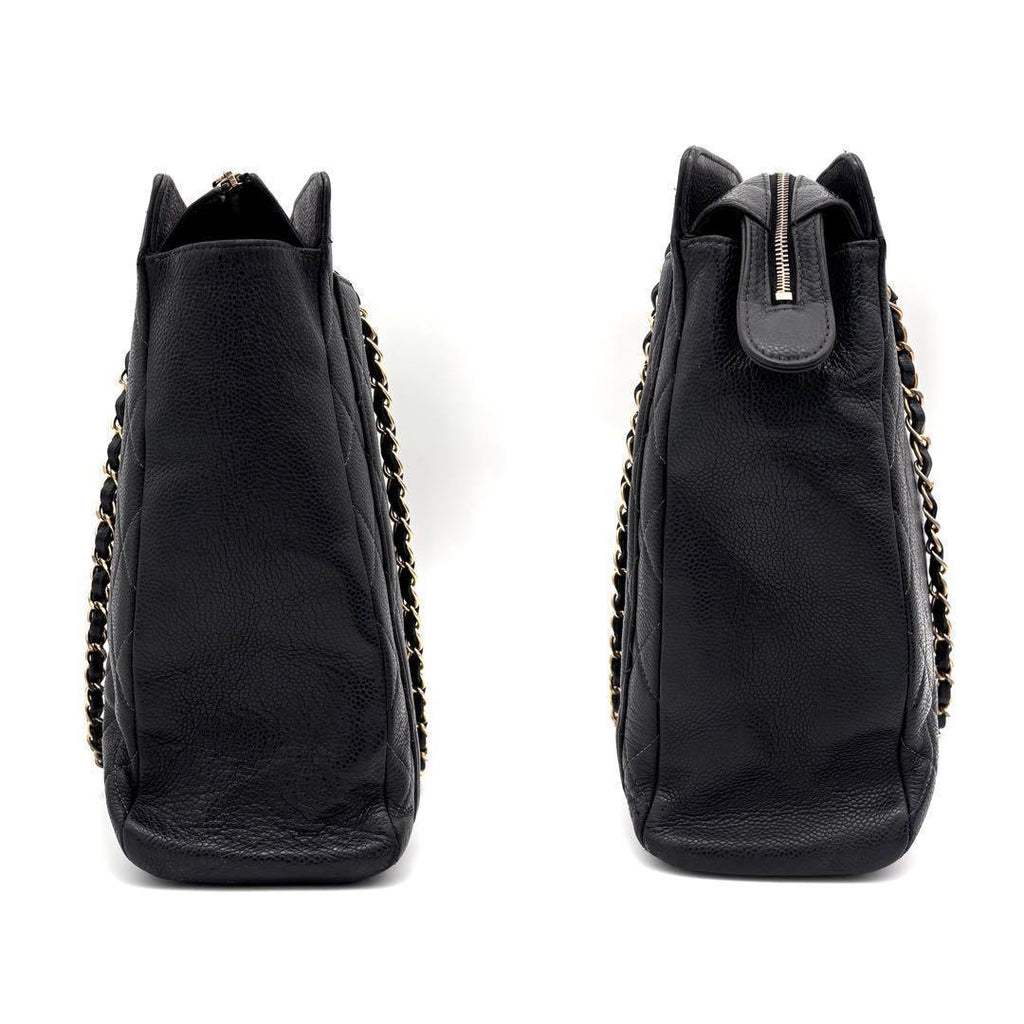 Chanel Quilted Big Coco Chain Tote Gold Caviar Leather — view 7