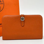 Hermes Dogon GM Orange Bifold Taurillon Clemence Wallet — view 2