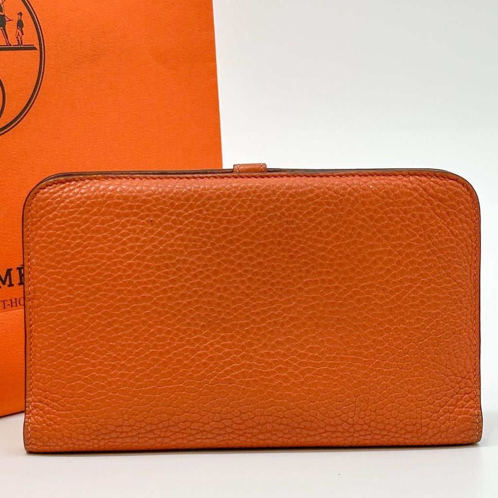 Hermes Dogon GM Orange Bifold Taurillon Clemence Wallet — view 3