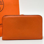 Hermes Dogon GM Orange Bifold Taurillon Clemence Wallet — view 3