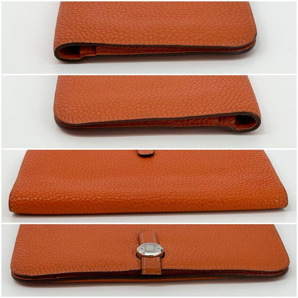 Hermes Dogon GM Orange Bifold Taurillon Clemence Wallet — view 4