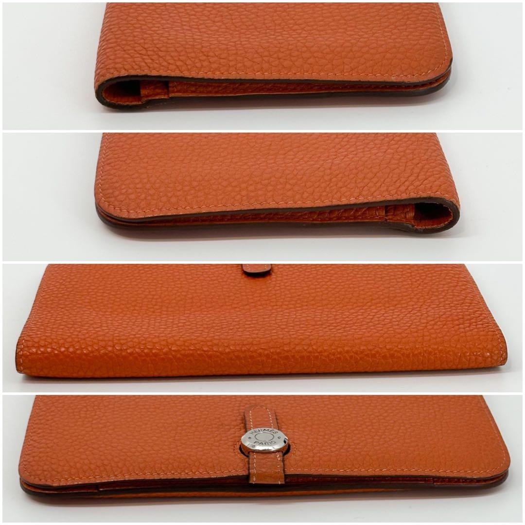 Hermes Dogon GM Orange Bifold Taurillon Clemence Wallet — view 4