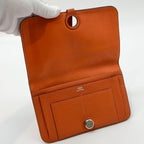 Hermes Dogon GM Orange Bifold Taurillon Clemence Wallet — view 6