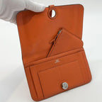 Hermes Dogon GM Orange Bifold Taurillon Clemence Wallet — view 7