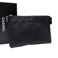 Chanel Caviar Leather CC Logo Pouch Clutch
