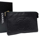 Chanel Caviar Leather CC Logo Pouch Clutch