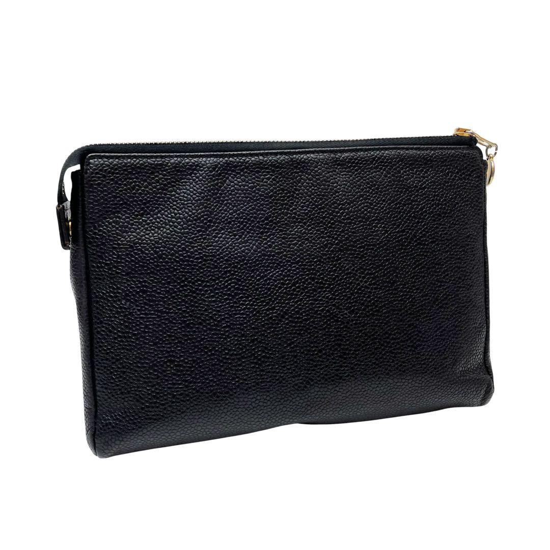 Chanel Caviar Leather CC Logo Pouch Clutch — view 2
