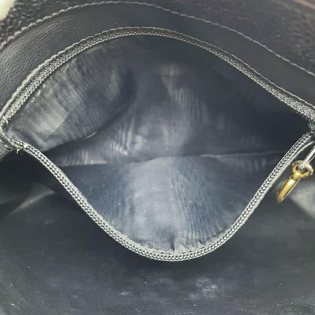 Chanel Caviar Leather CC Logo Pouch Clutch — view 7