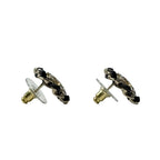 Chanel CC Logo Rhinestone Leather Chain Earrings — view 6