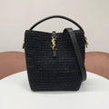 Saint Laurent Raffia YSL Logo Bucket