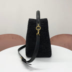 Saint Laurent Raffia YSL Logo Bucket — view 2