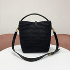 Saint Laurent Raffia YSL Logo Bucket — view 3