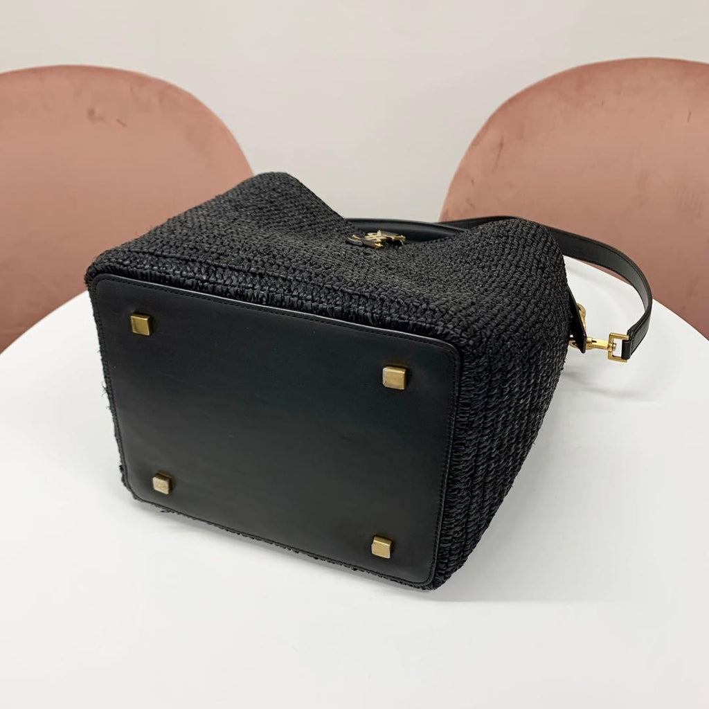 Saint Laurent Raffia YSL Logo Bucket — view 4