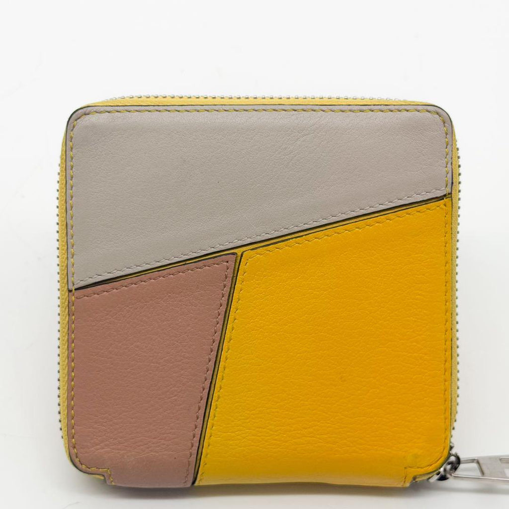 Loewe Puzzle Square Zip Wallet Yellow Compact Bifold — view 3