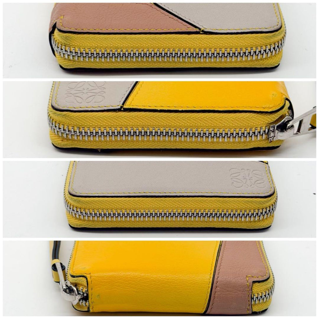 Loewe Puzzle Square Zip Wallet Yellow Compact Bifold — view 4