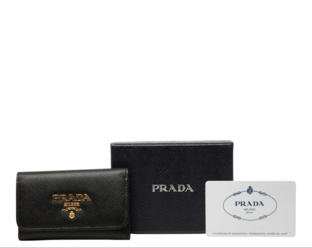 Prada Saffiano Quadruple Strand Key Case Black Key Holder — view 2