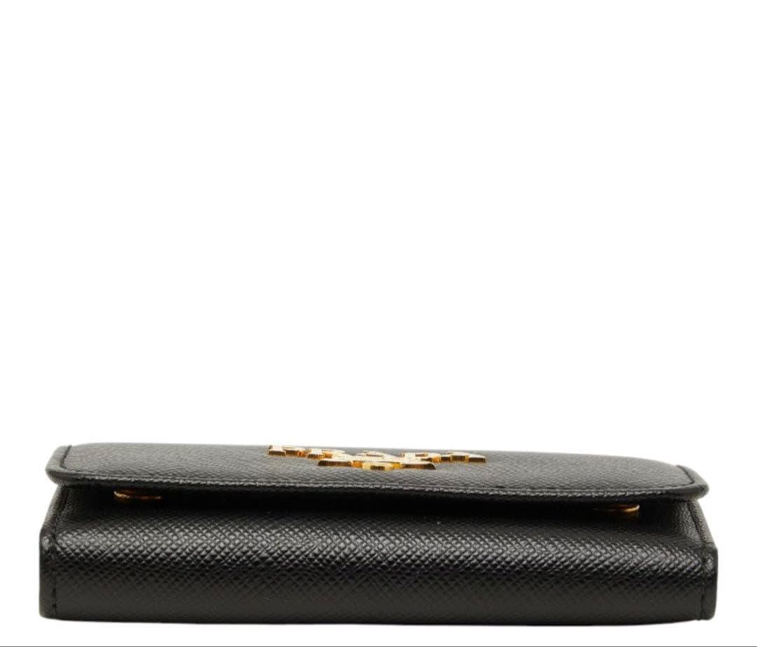 Prada Saffiano Quadruple Strand Key Case Black Key Holder — view 4