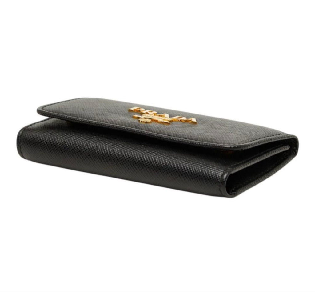 Prada Saffiano Quadruple Strand Key Case Black Key Holder — view 5