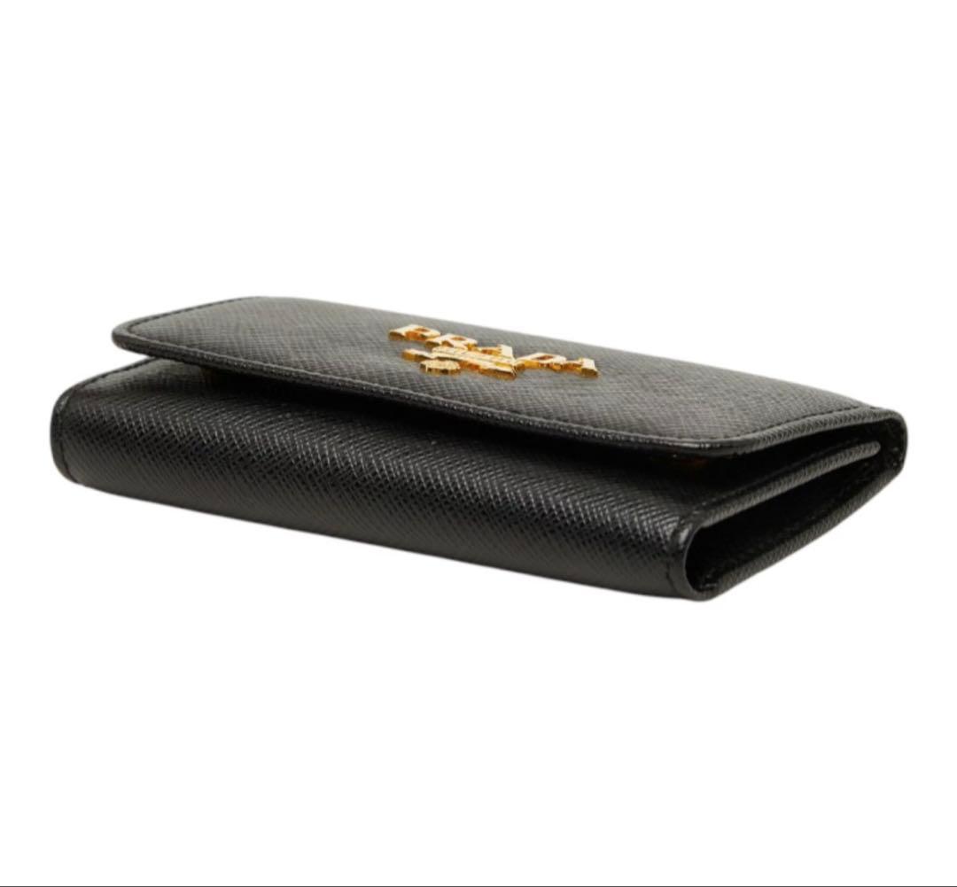 Prada Saffiano Quadruple Strand Key Case Black Key Holder — view 5