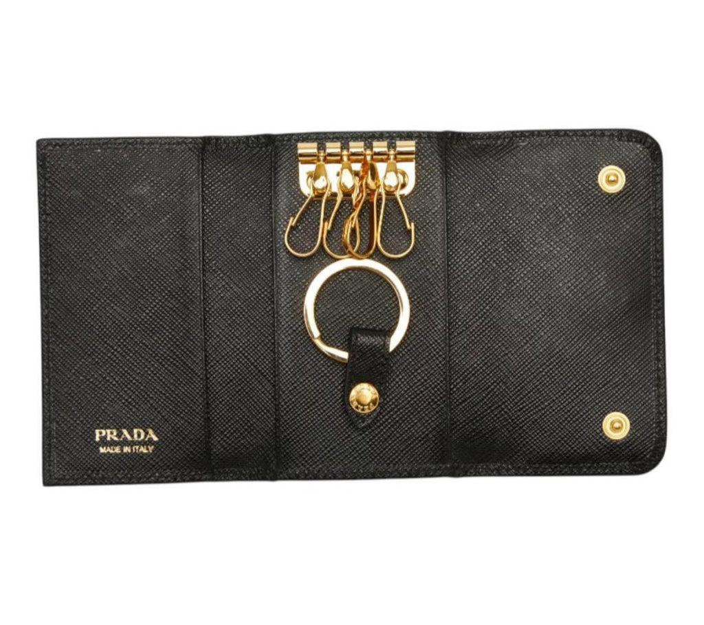 Prada Saffiano Quadruple Strand Key Case Black Key Holder — view 7