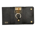 Prada Saffiano Quadruple Strand Key Case Black Key Holder — view 7