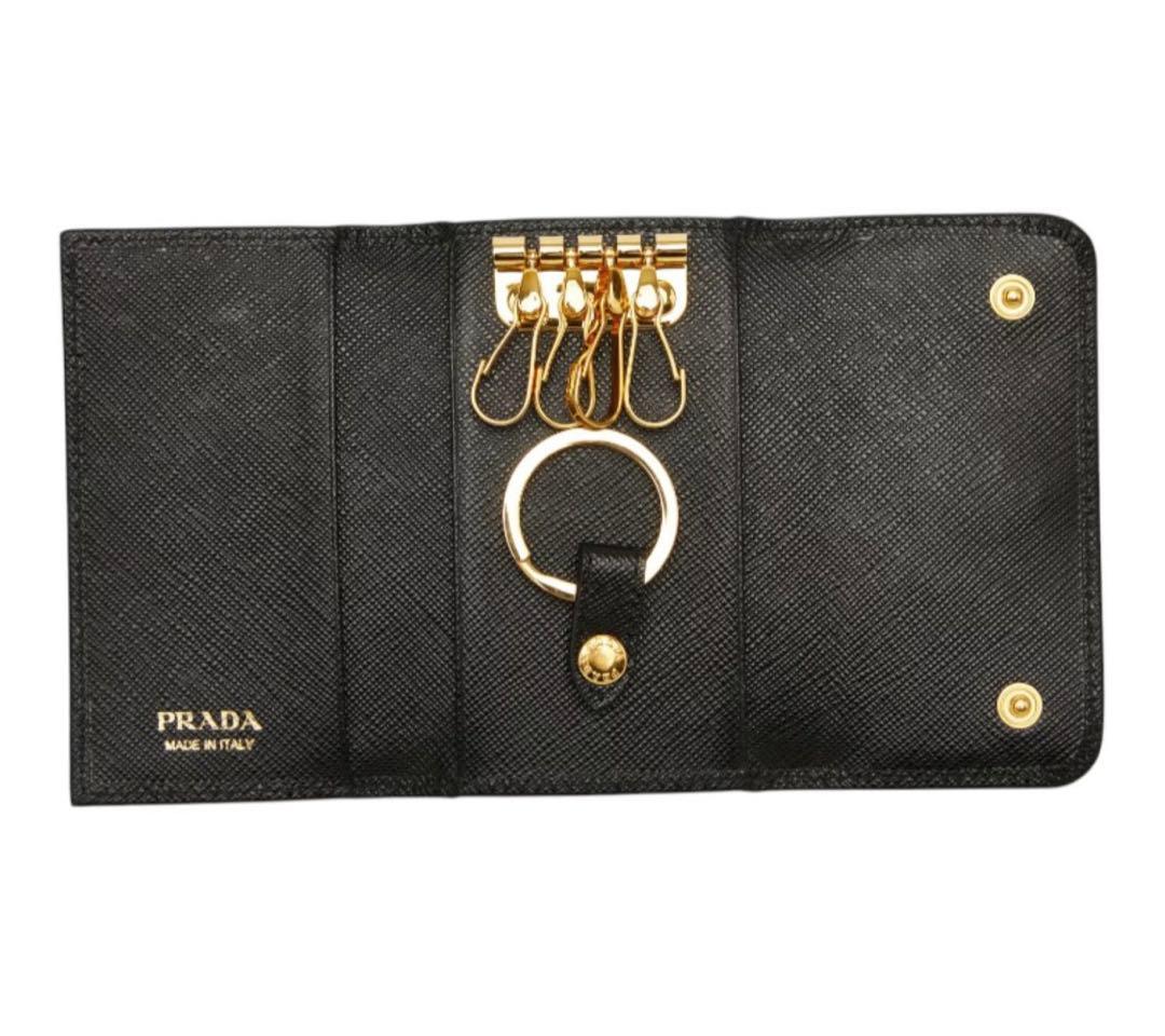 Prada Saffiano Quadruple Strand Key Case Black Key Holder — view 7