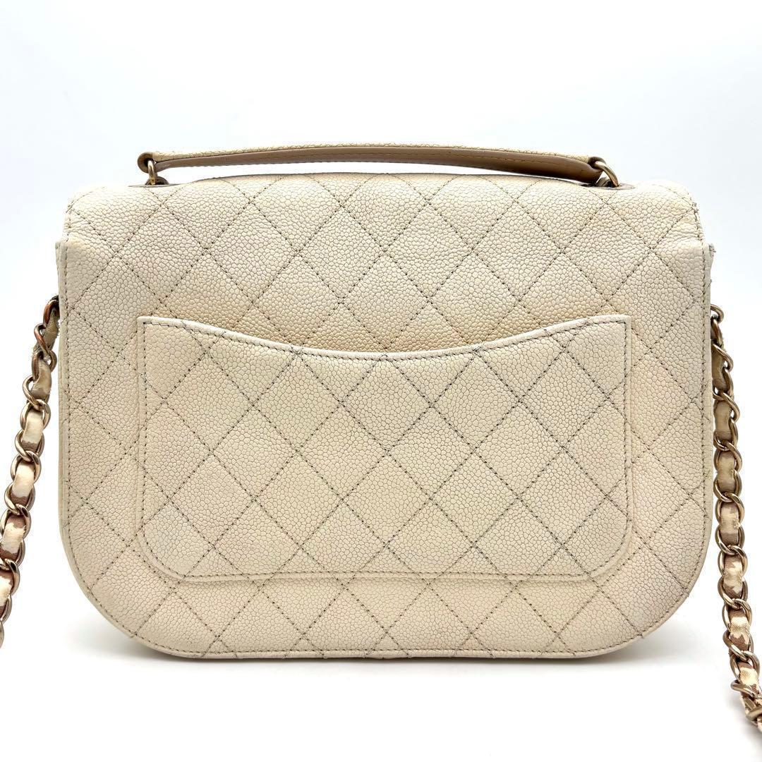 Chanel Quilted 2-Way Shoulder Bag Beige Caviar Leather — view 2