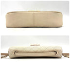 Chanel Quilted 2-Way Shoulder Bag Beige Caviar Leather — view 7
