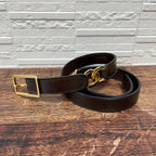Chanel Leather Belt Double CC Logo Gold Brown — view 2
