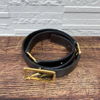 Chanel Leather Belt Double CC Logo Gold Brown — view 3