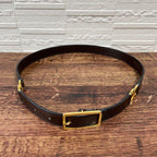 Chanel Leather Belt Double CC Logo Gold Brown — view 5
