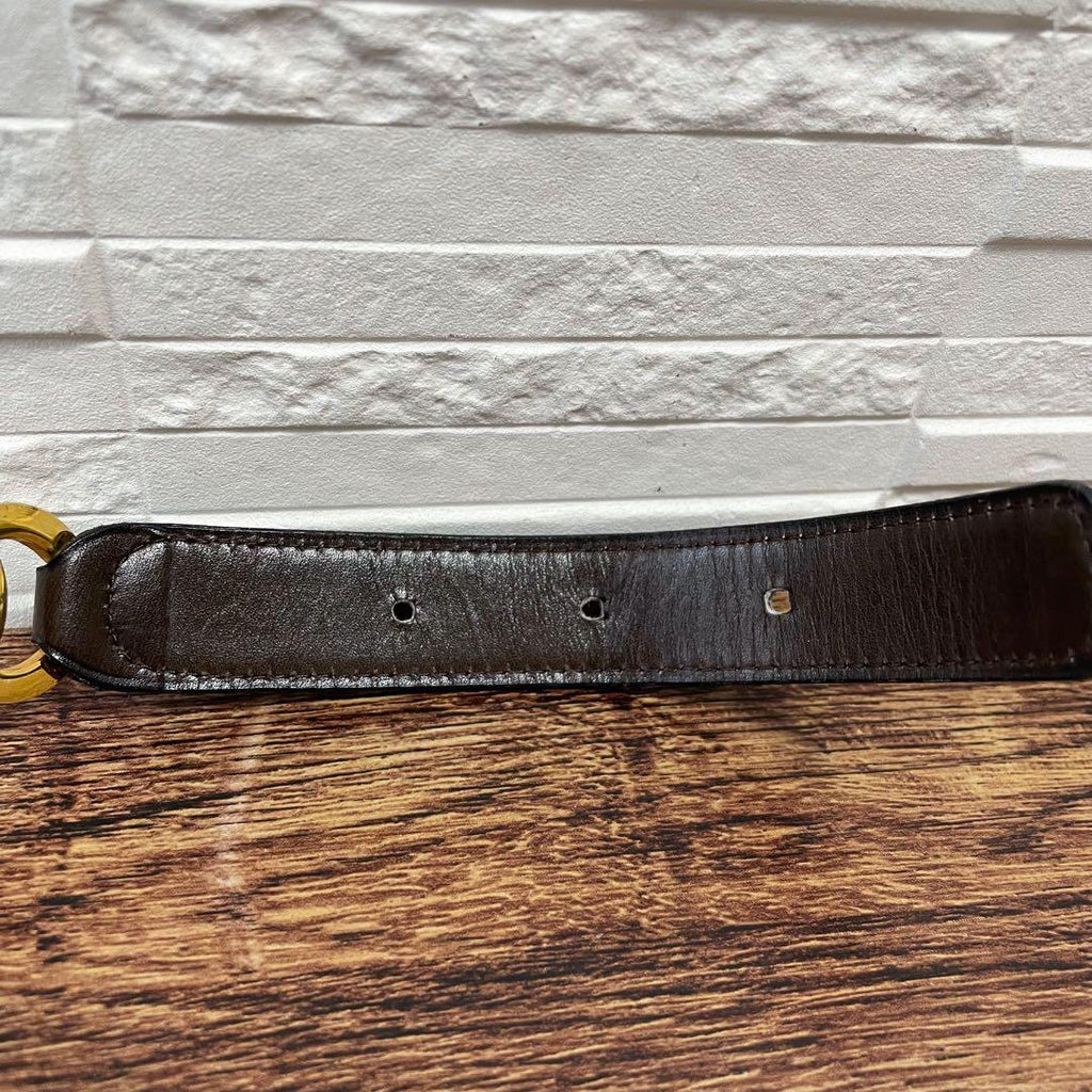 Chanel Leather Belt Double CC Logo Gold Brown — view 7
