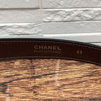 Chanel Leather Belt Double CC Logo Gold Brown — view 8