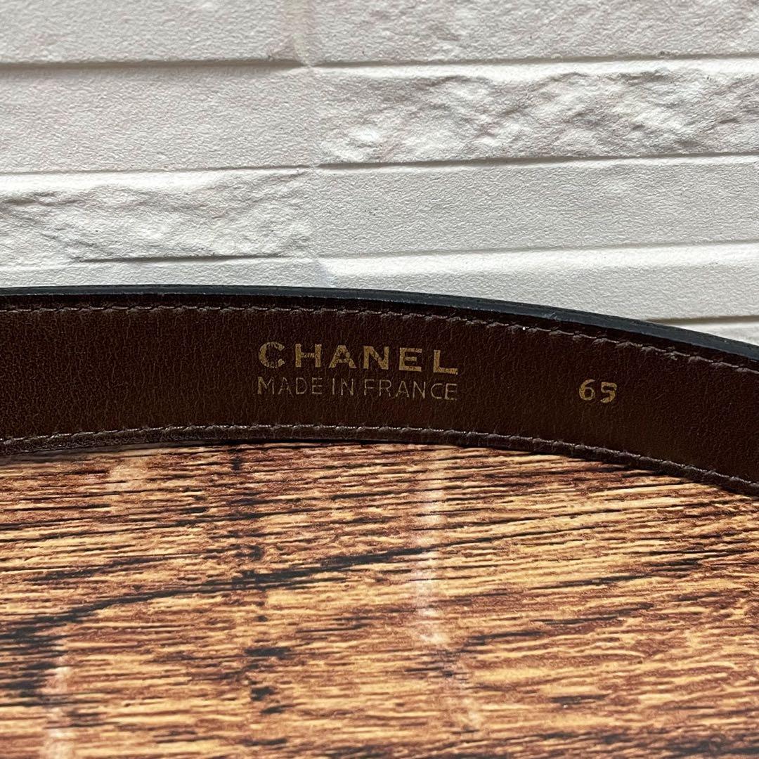 Chanel Leather Belt Double CC Logo Gold Brown — view 8
