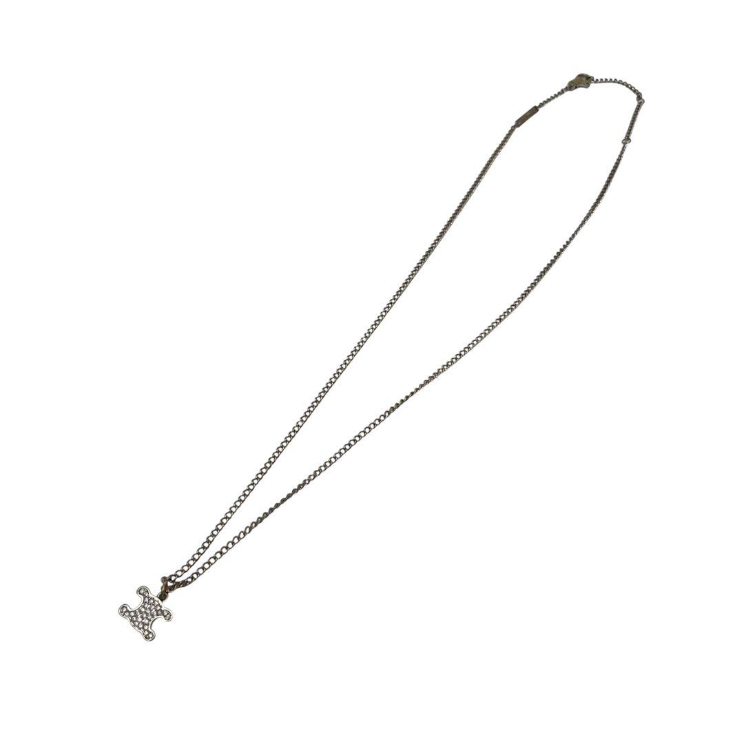 Celine Triomphe Necklace Rhinestone Silver — view 2