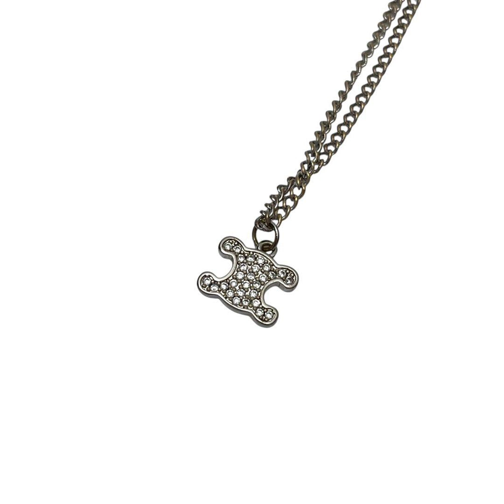 Celine Triomphe Necklace Rhinestone Silver — view 3