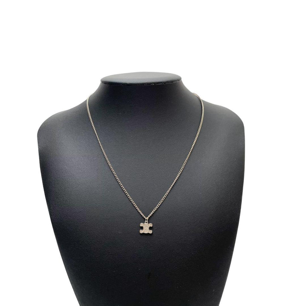 Celine Triomphe Necklace Rhinestone Silver — view 5