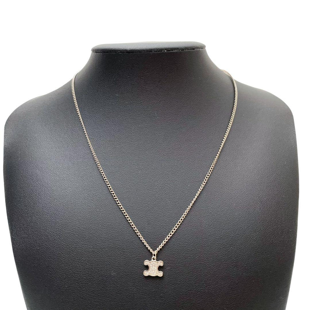 Celine Triomphe Necklace Rhinestone Silver — view 6