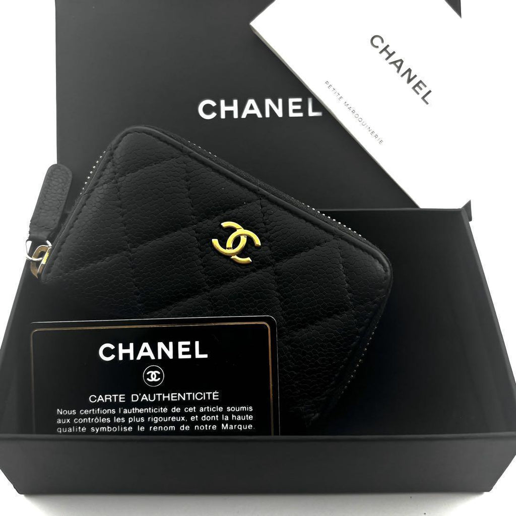 Chanel Wallet Quilted Caviar Round Zip Coin Purse