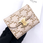 Celine Selling Triomphe Trifold Wallet Beige Gold