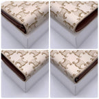 Celine Selling Triomphe Trifold Wallet Beige Gold — view 9