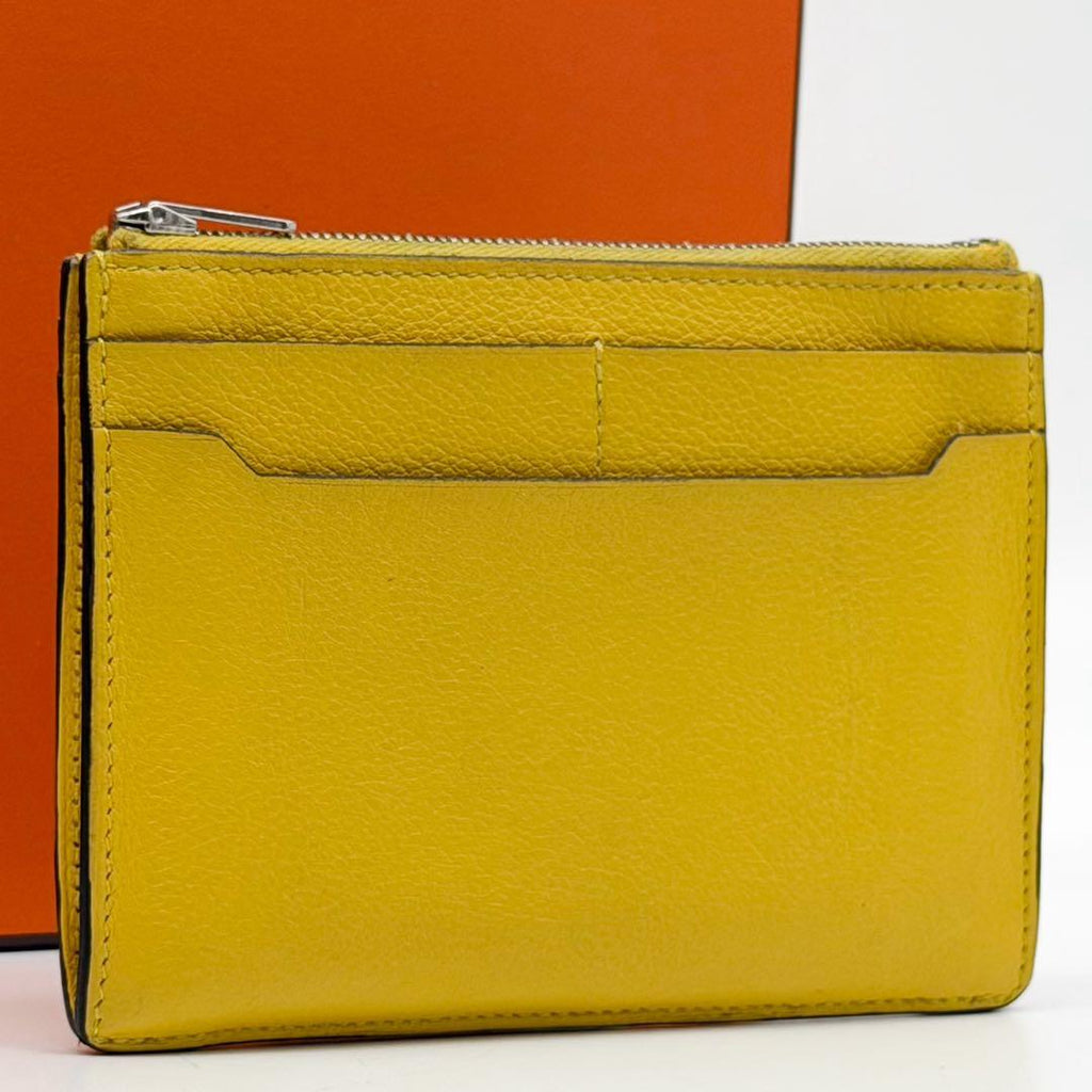 Hermes Zip City Coin Purse Yellow Compact Mini