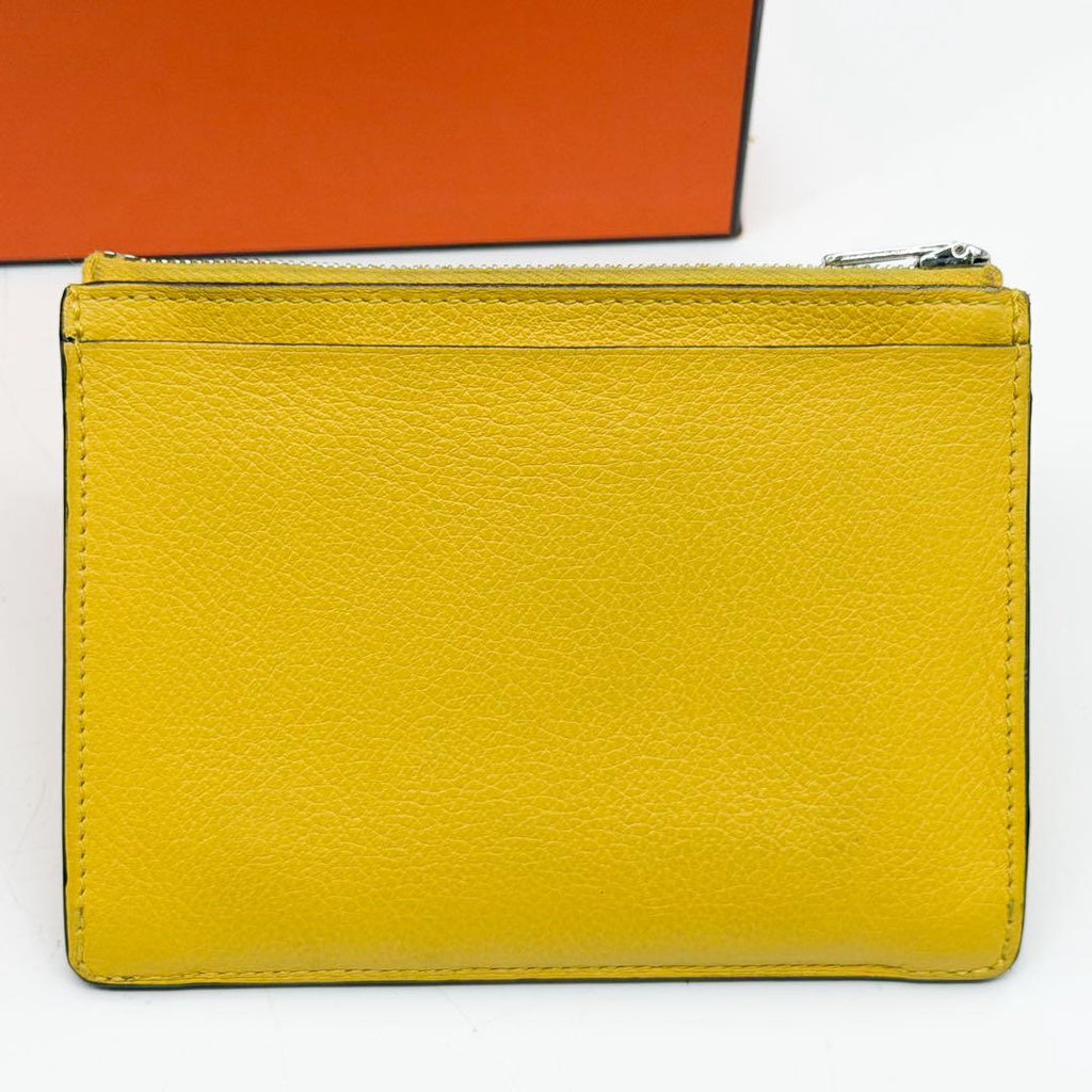 Hermes Zip City Coin Purse Yellow Compact Mini — view 3