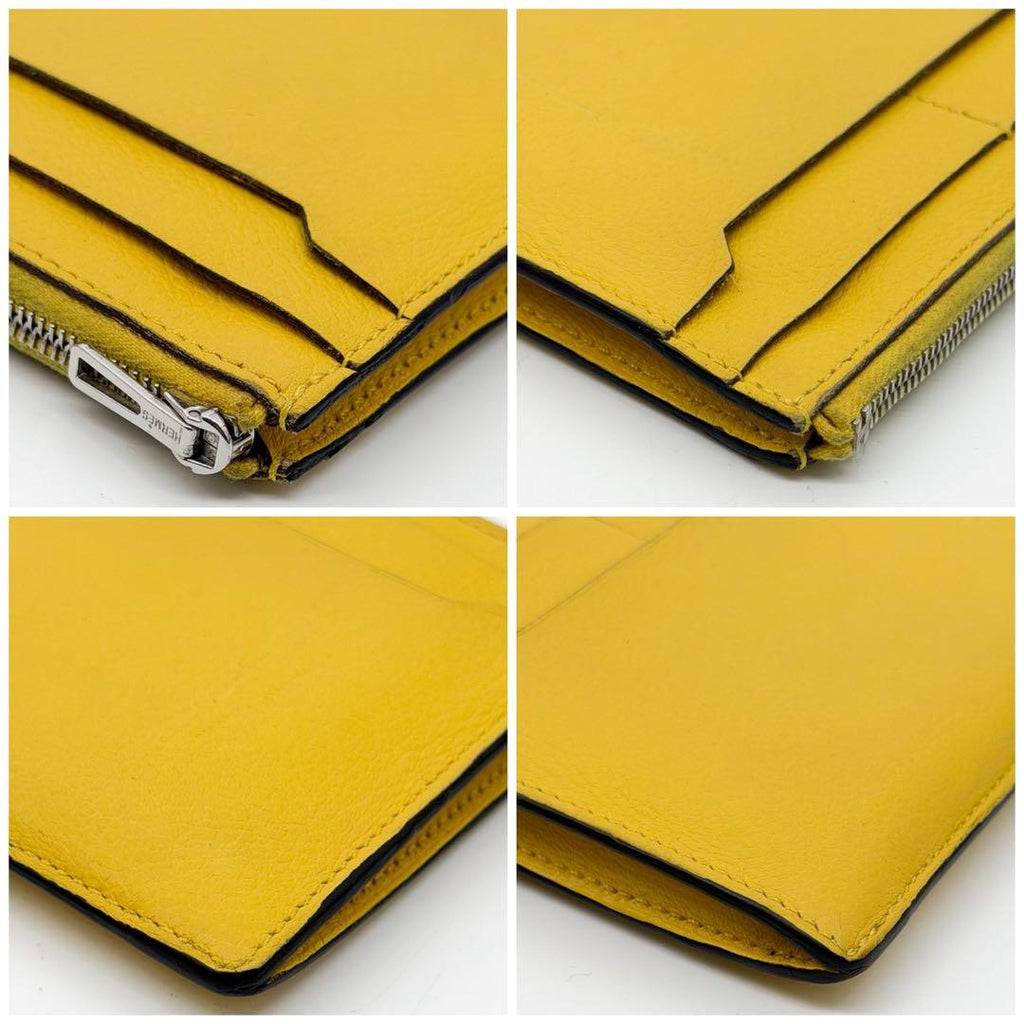 Hermes Zip City Coin Purse Yellow Compact Mini — view 5