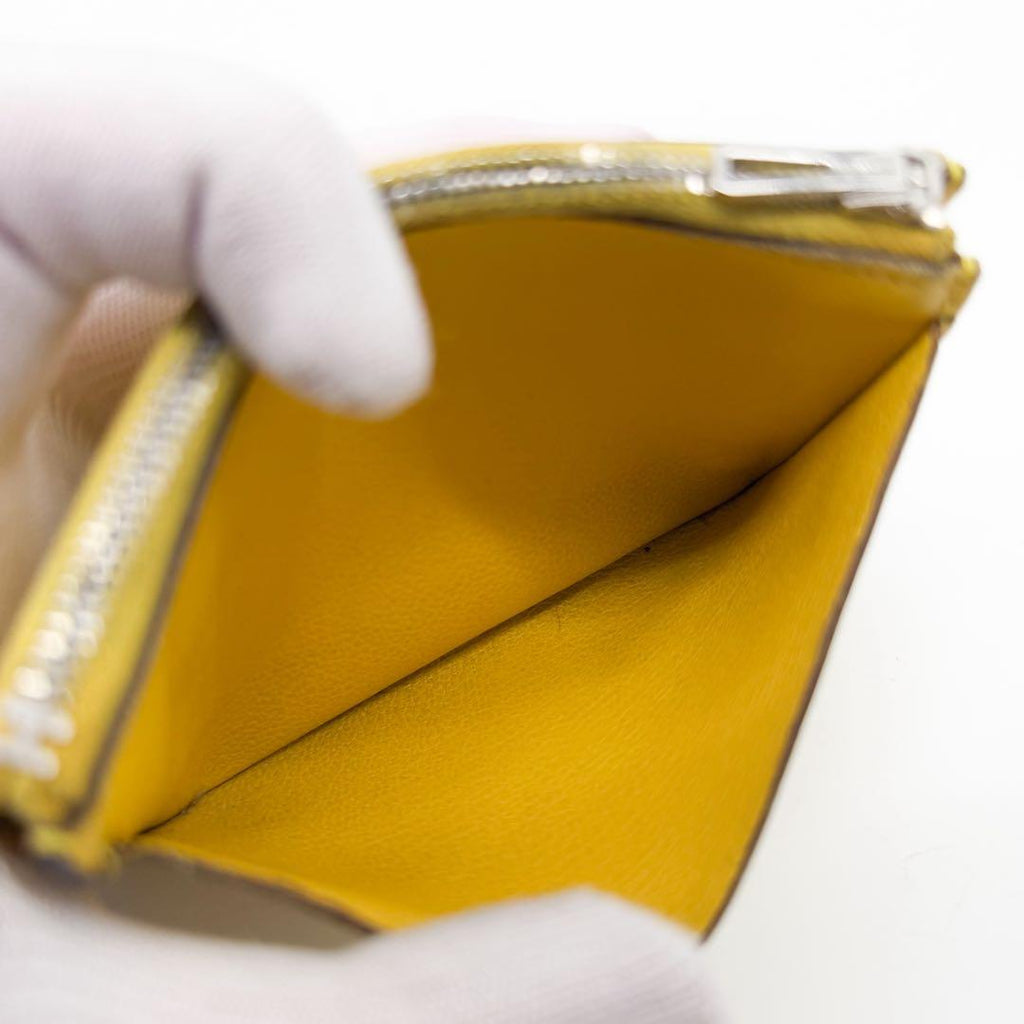 Hermes Zip City Coin Purse Yellow Compact Mini — view 7
