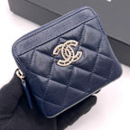 Chanel Quilted Caviar Leather Coin Case Card Holder CC Logo