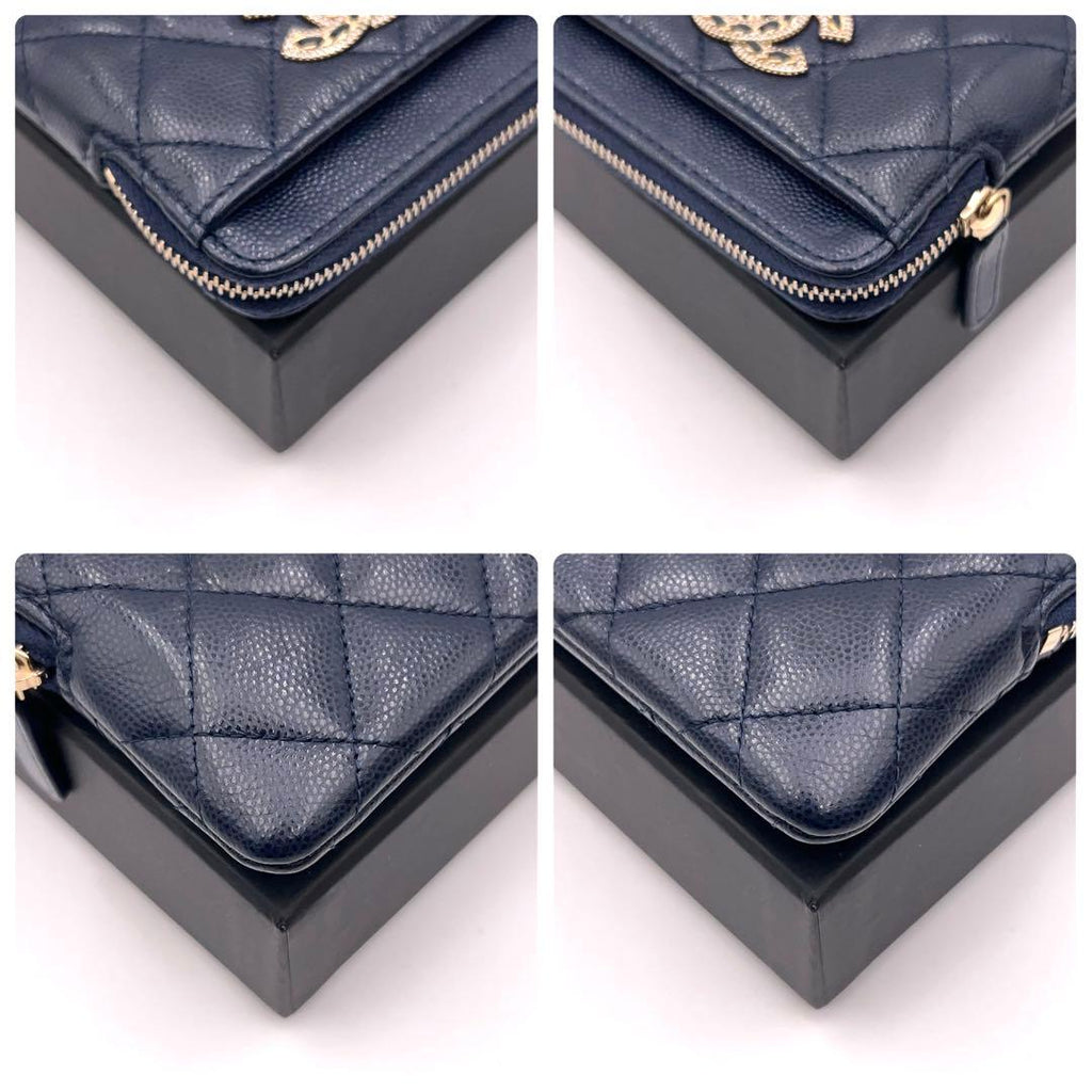 Chanel Quilted Caviar Leather Coin Case Card Holder CC Logo — view 6