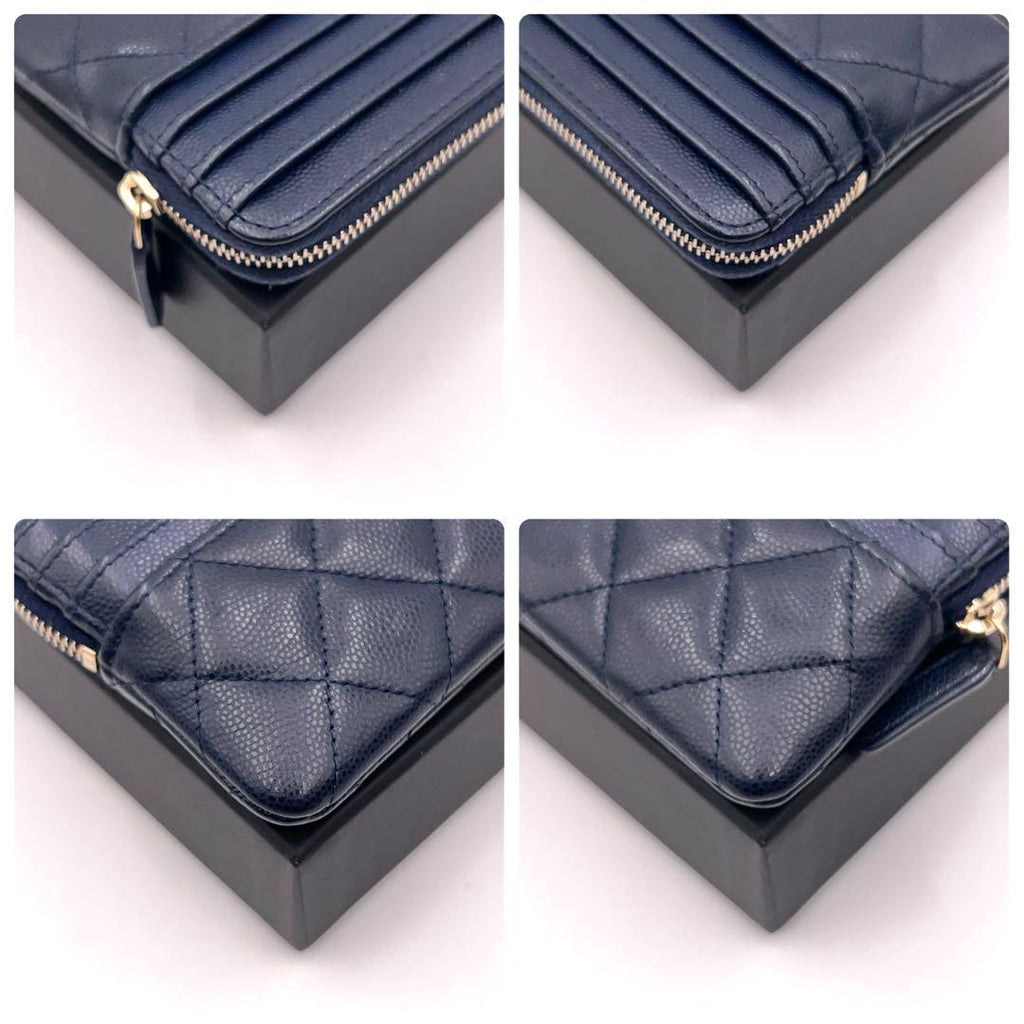 Chanel Quilted Caviar Leather Coin Case Card Holder CC Logo — view 7